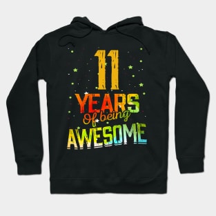 11th Anniversary Gift Vintage Retro 11 Years Of Being Awesome Gifts Funny 11 Years Birthday Men Women Hoodie